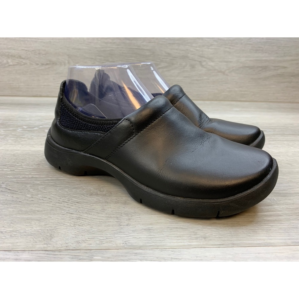 Dansko Black Leather Slip On Clogs Shoes Women's 7 Slip Resistant Comfort Shoes